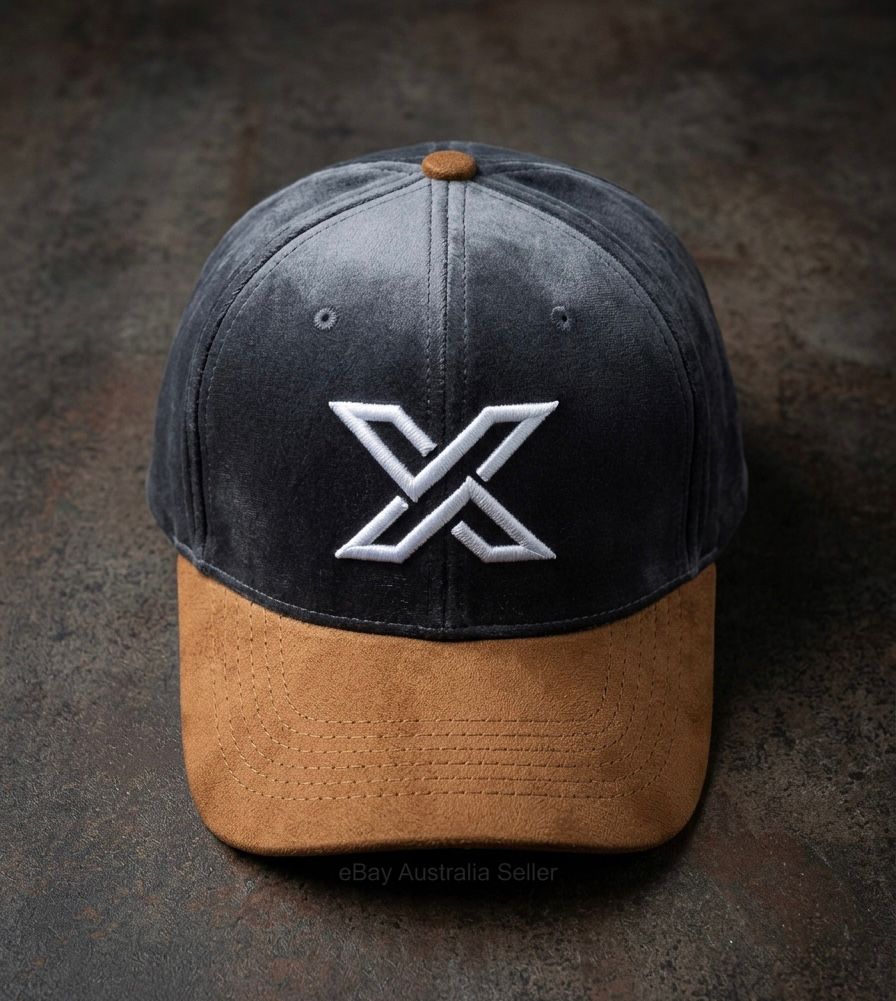 X Logo Two-Tone Baseball Cap – Charcoal & Tan Suede Finish