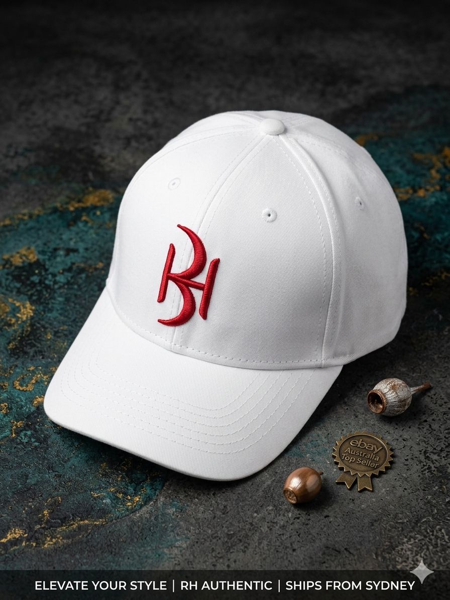 RH Monogram White Cotton Baseball Cap – Adjustable Unisex Hat