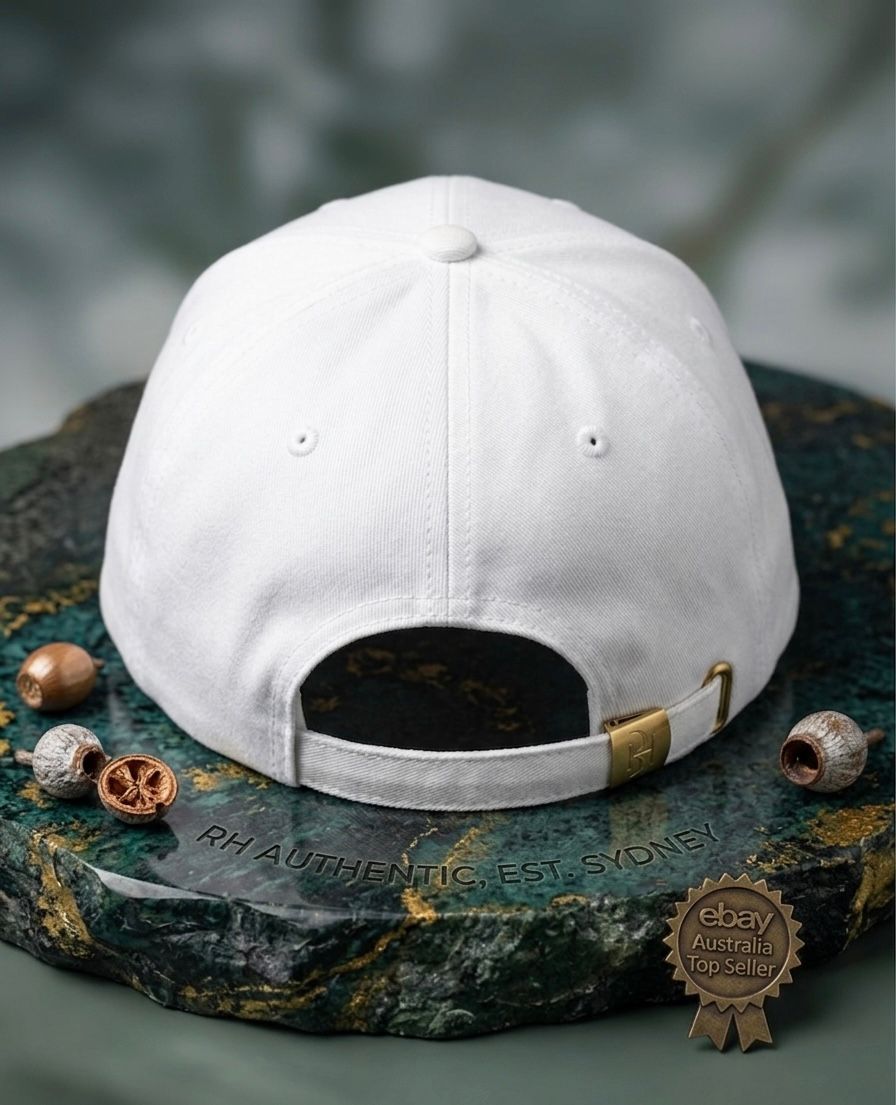 RH Monogram White Cotton Baseball Cap – Adjustable Unisex Hat