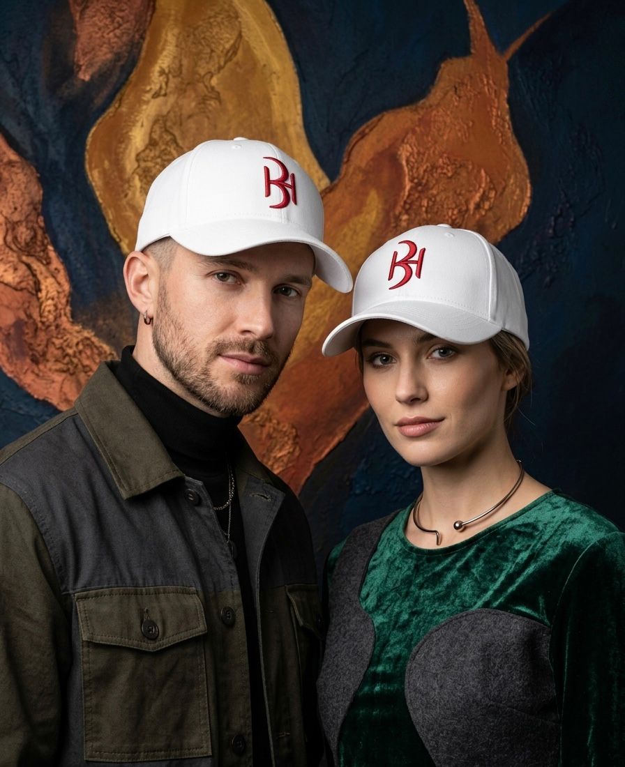 RH Monogram White Cotton Baseball Cap – Adjustable Unisex Hat