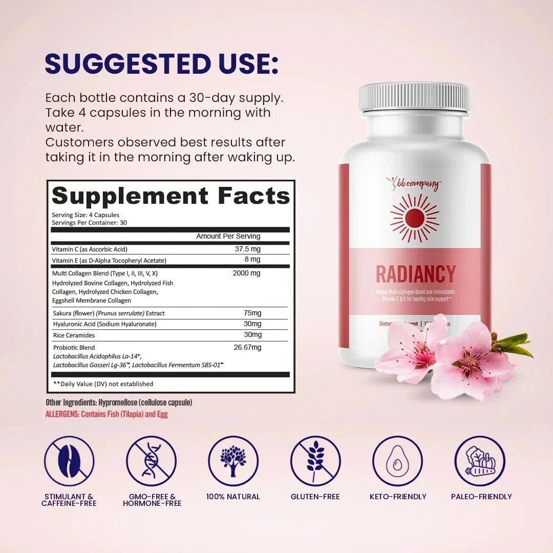 Radiancy Feminine Probiotic & Collagen Supplement 120 Capsules